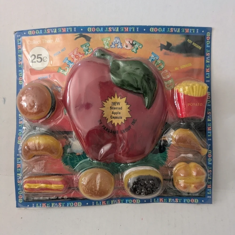 Apple Scented Fast Food Play Set. Vintage Toy Vending Machine Display